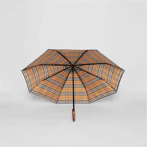 burberry check lined folding umbrella|Check Folding Umbrella in Sand .